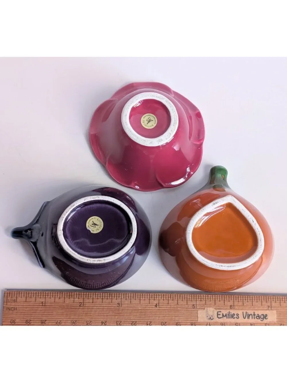 Kotobuki Small Purple Eggplant Orange Onion Dip Bowls Made in Japan